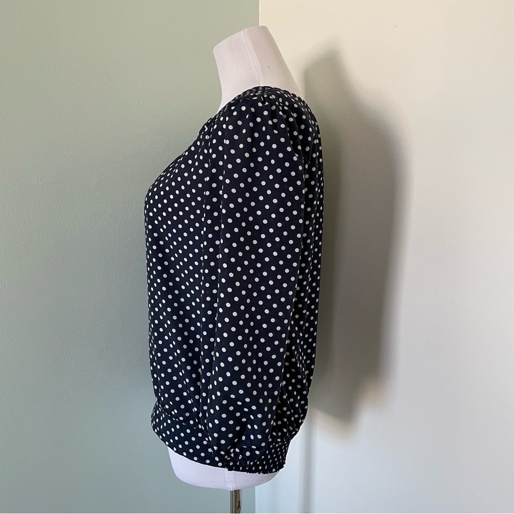The Limited Women’s Polka Dot 3/4 Sleeve Blouse Navy & White Size S - Picture 6 of 12